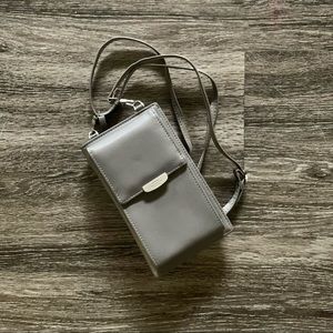 Grey Crossbody Wallet Purse with Phone Pocket